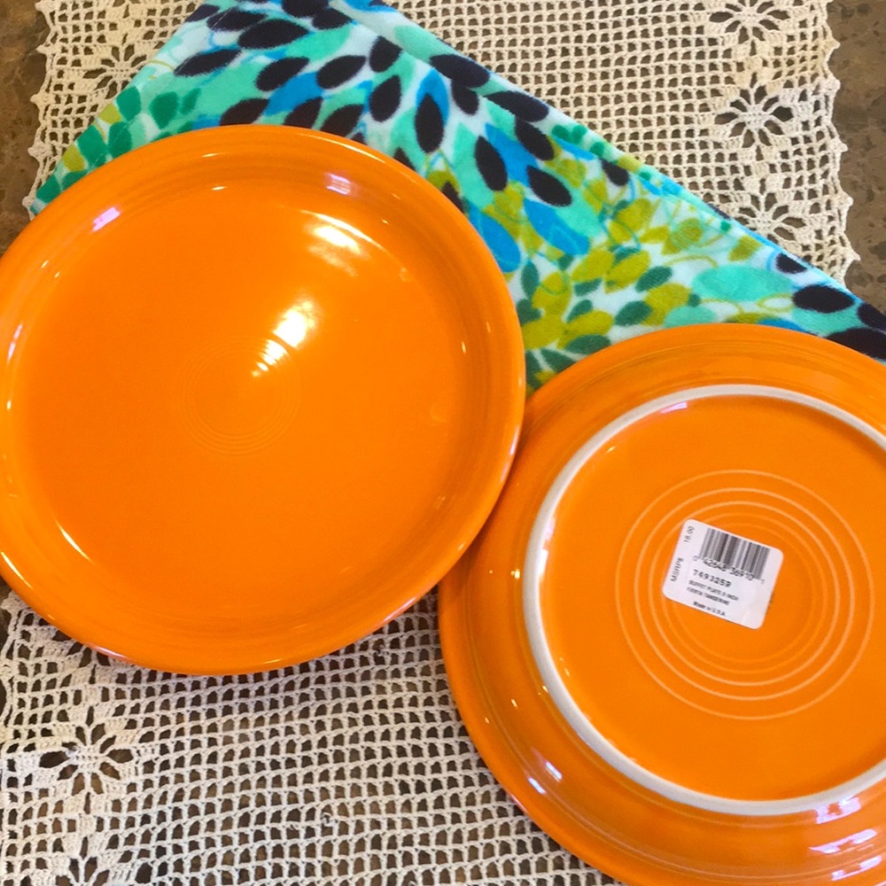 New! 2 Fiesta Tangerine 9” Buffet Plates Lead-Free Discontinued